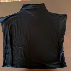 Eileen Fischer Sz XS Mock Neck Tencel Black Cap Sleeve Top